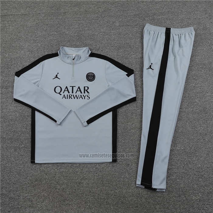 Chandal de Sudadera del Paris Saint-Germain Jordan Nino 2023-2024 Gris